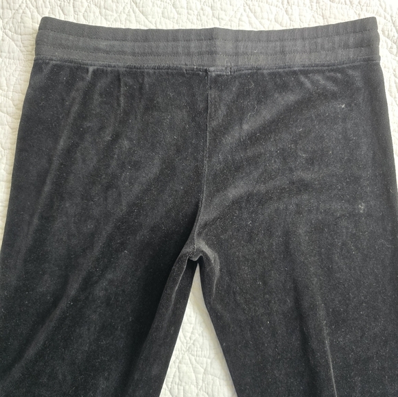 BCBG Black Velour Rhinestone Logo Track Pants - Picture 7 of 9